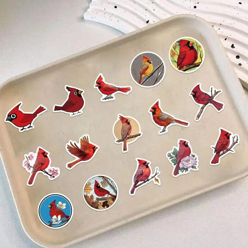 Bird Stickers Waterproof Cute Cartoon Red Birds Decals 56X Highly Adhesive Removable Wall Decor Art Stickers For Scrapbooking