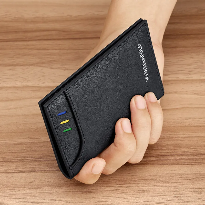 Men Leather Mini Card Bag Fashionable Ultra-thin Card Holder Personalized Small Wallet