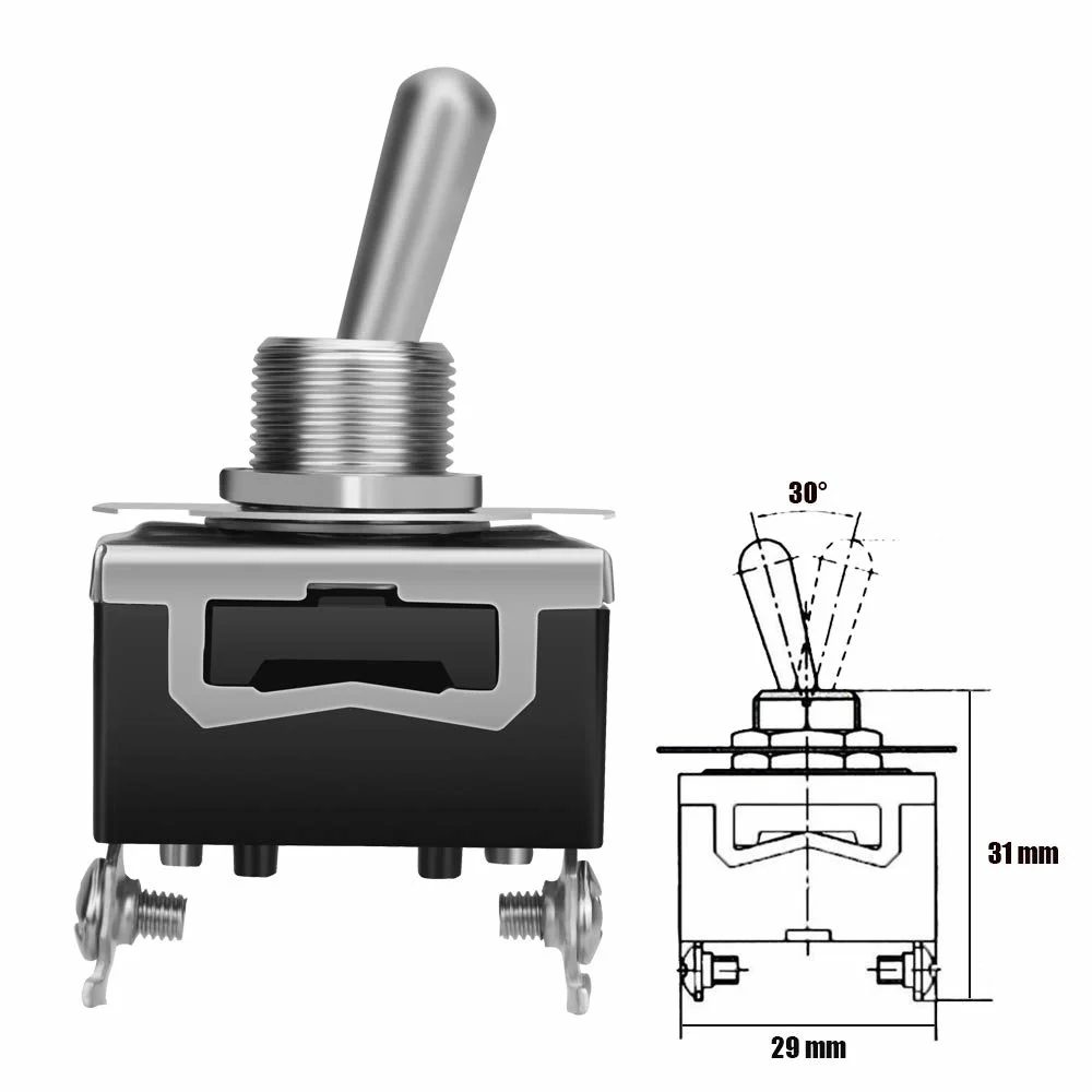 5Pcs 헤비 듀티 자동차 보트 로커 토글 스위치 15A 250V 2Pin SPST ON/OFF 로커 스위치 방수 부팅 spst 로커 스위치