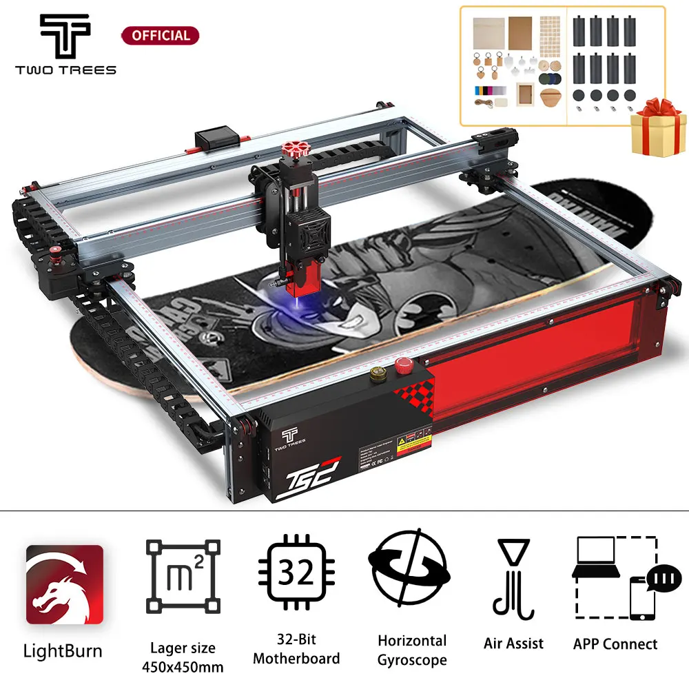 Twotrees Ts2 80w Laser Engraver Machine 450x450mm Compressed Spot