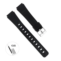 Silicone Rubber Sport Watch Band - Universal Sizes (Black - 16mm)