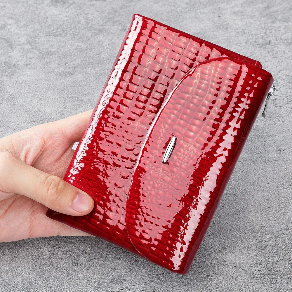 Red Leather Women Wallet Credit Card Holder Evening Clutch