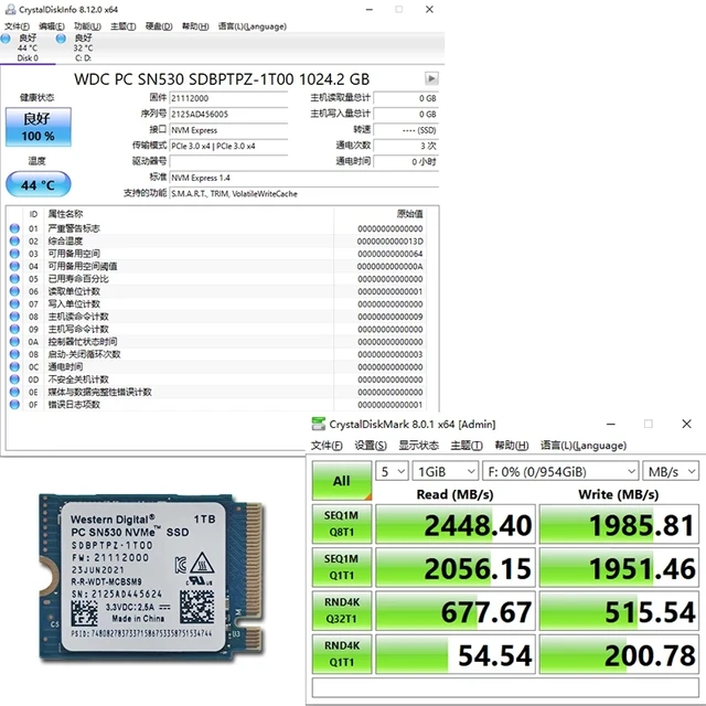 Western Digital WD SN740 SN530 M.2 2230 SSD 1TB 2TB 512GB NVMe