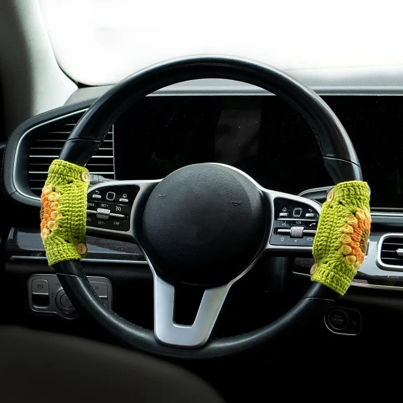 Nuovo Coprivolante Auto Intrecciato a Mano 2026, Copertura Decorativa Girasole per Volante, Protezione Bordi, Copertura Leva del Cambio, Copertura Spalla - Image 4