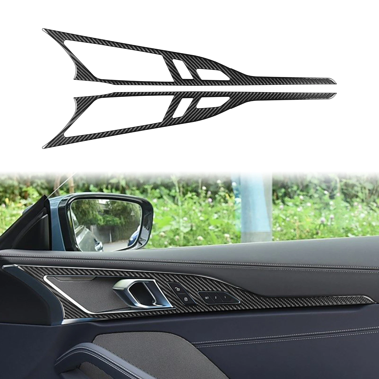 

For BMW 8 Series G14 G15 G16 2019-2023 Carbon Fiber Inner door handle Cover Trim Sticker Car Accessories