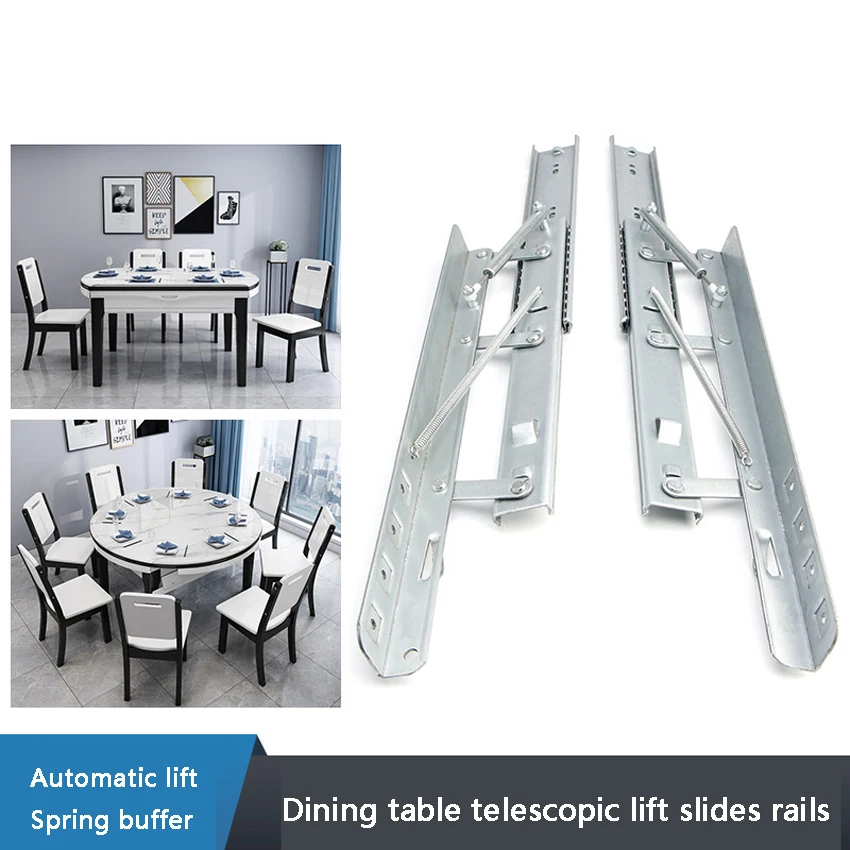 FoldingTelescopicDiningTableLiftSlidesRailsInterchangeBetween
