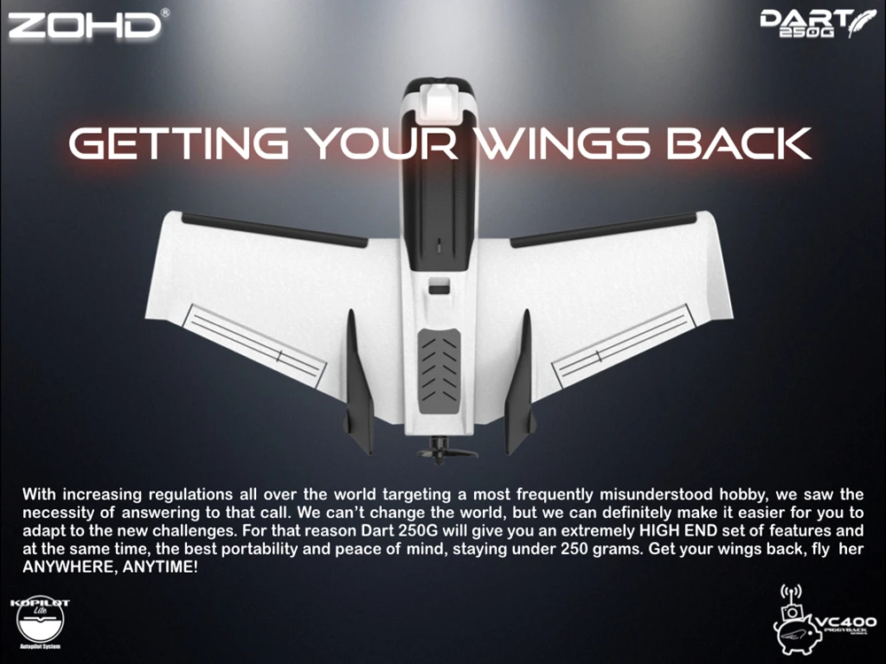 ZOHD Dart250G 570 mm Spannweite Sub-250 Gramm Sweep Forward Wing AIO EPP FPV RC Flugzeug Drohne PNP/FPV Ready Version – Detail 4