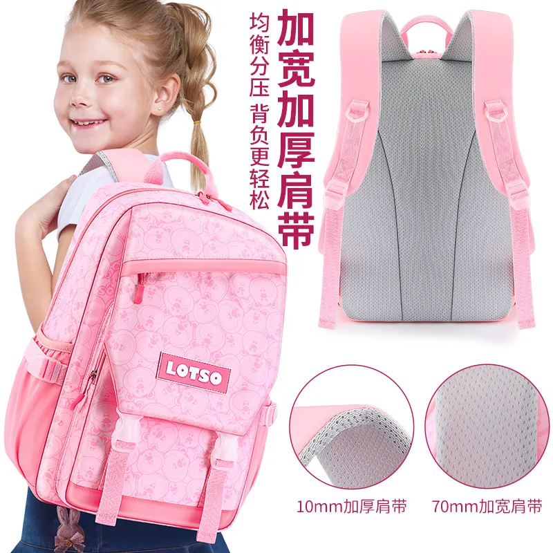 Disney Lotso School Bags For Girls Grade 2-6 Primary Student Leisure Shoulder Orthopedic Backpack Large Capacity  Light Mochilas