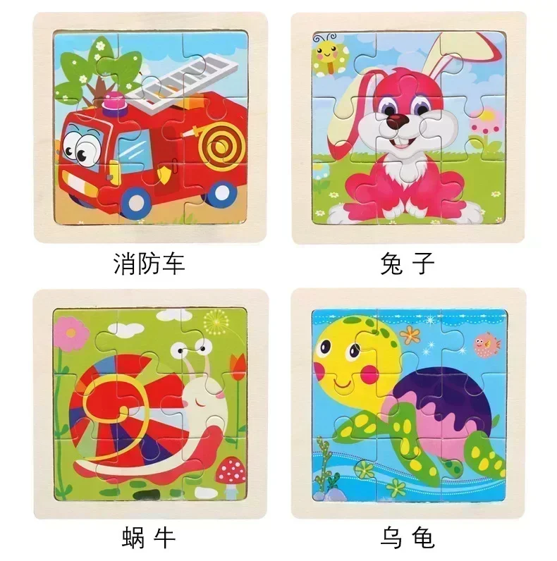 Wooden Jigsaw Puzzles Jigsaw Puzzles Wooden Puzzle Toys Mini Jigsaw Puzzle Educational Puzzles Wooden Mini Puzzle Toys 9-piece Cartoon Animal Traffic Tangram Educational Learning Jigsaw Montessori Toy for Children Gifts