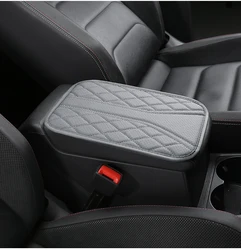 Premium PU Leather Car Console Pad with Dual Storage Pockets - Versatile Interior Accessory Set in Various Colors (Grey)
