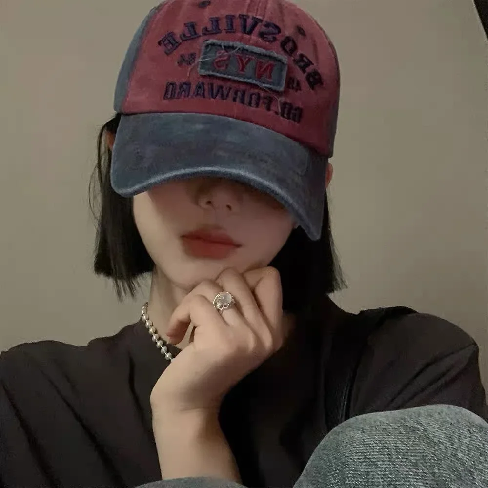 Retro Letter Embroidery Baseball Caps Men Women Washed Cotton Adjustable Casual Hat Hip Hop Streetwear Sun Hats Y2k Hat