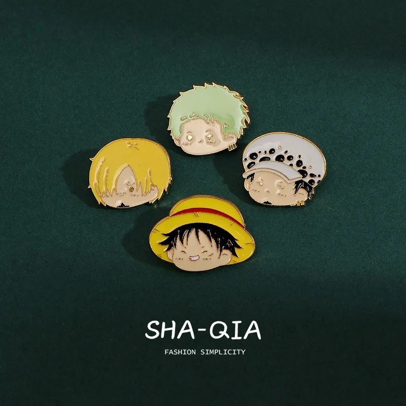 

One Piece Monkey D. Luffy Brooch Anime Figures Roronoa Zoro Sanji Cartoon Pins Children Cloth Decoration Children Birthday Gift