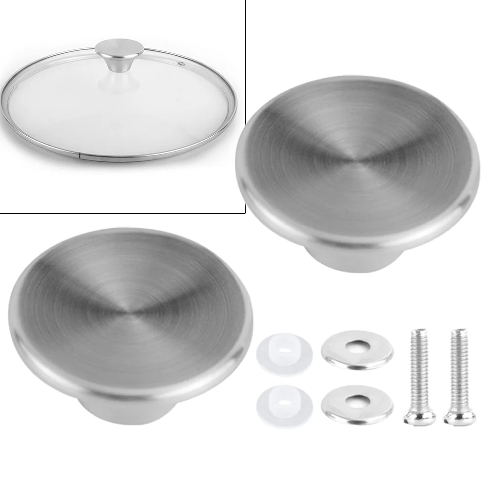 2 Pcs Oven Knob Stainless Steel Pot Pan Lid Cover Handle Replacement Accessories Kits Kitchen Cookware Hardware