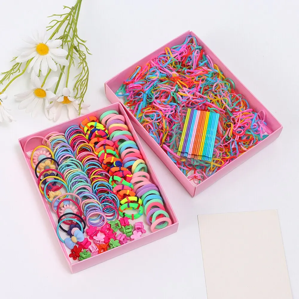 1100PCS Girls Hair Accessories Kit, Kids Styling Play Set with Hair Bands Clips Ties, DIY Hairstyle Doll Toy Gift