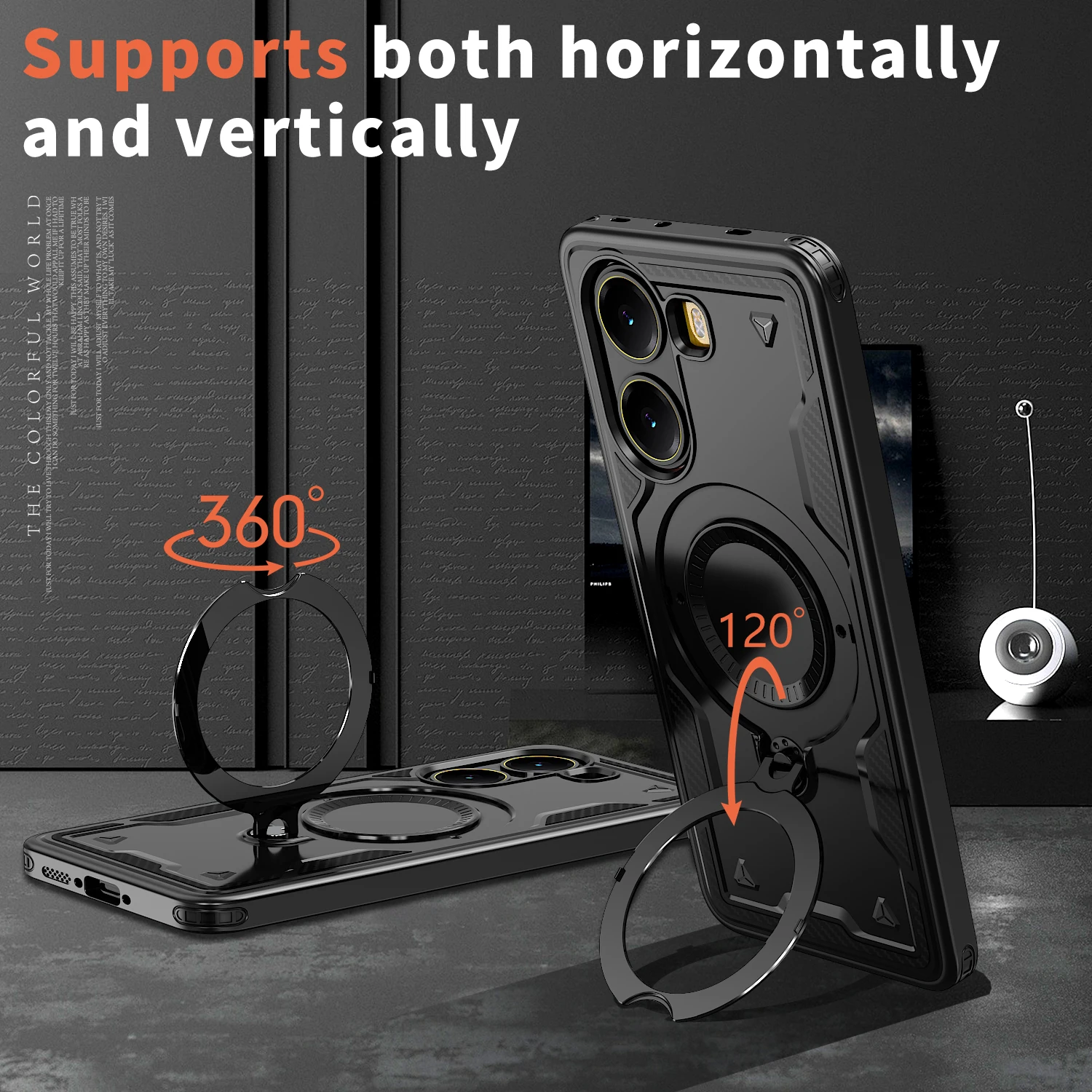 Poco X7 Pro 5G Shockproof Phone Case with Built-in Ring Kickstand and MagSafe Compatibility