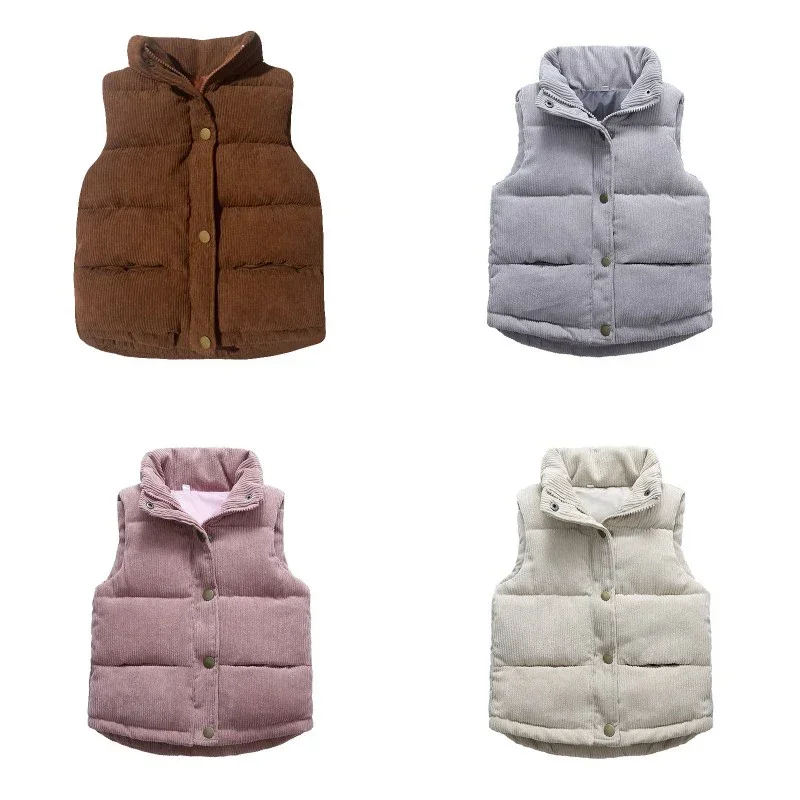 

Autumn Corduroy Vests Girls Cotton Jackets Winter Kids Boys Baby Thick Warm Outerwear Children's Coat Casual Waistcoat Clothing