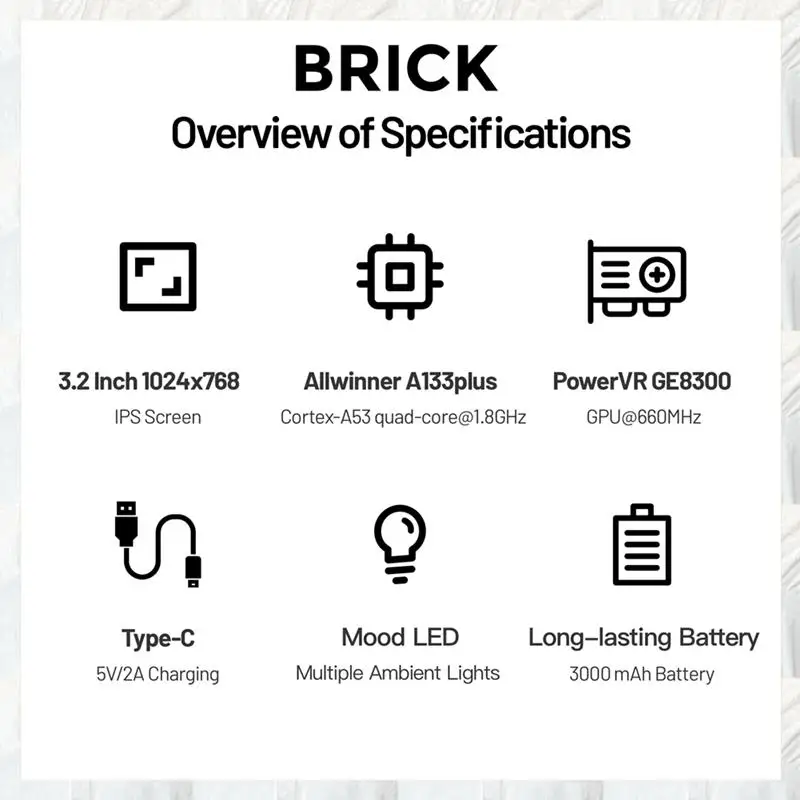 BRICK Handheld Game Console 256GB Portable Linux Video Game Console 3.2Inch 1024X768 IPS Screen Retro Controller A