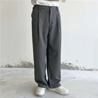 Grey Black Suit Pants Men Fashion Social Mens Dress Pants Korean Loose Straight Wide Leg Pants Mens Office Formal Trousers M-2XL 1