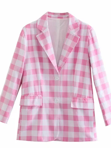 2 piece set suit Blazer Women Checkered  Elegant High Fashion Chic Lady two piece blazer skirt set Woman