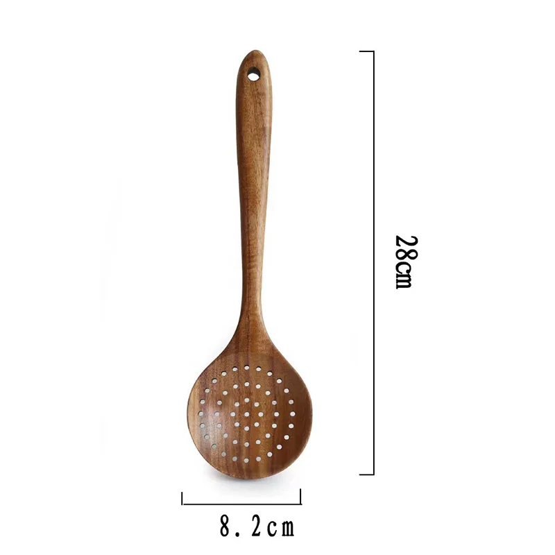 Description Picture 2 of itemThailand Teak Natural Wood Tableware Spoon Ladle Turner Long Rice Colander Soup Skimmer Cooking Spoons Scoop Kitchen Cook Tools