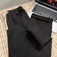 Men's Light Washed Straight Leg Jeans Loose Fit Casual Wide Trousers for Teen Boys Autumn