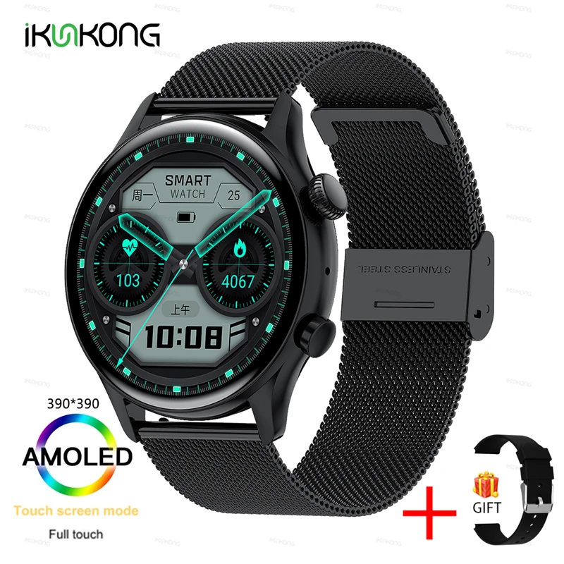2022 New AMOLED Smartwatch Mens 1.36 inch Screen Support Always On Display Watches Waterproof Sports Fitness Tracker Smartwatch 