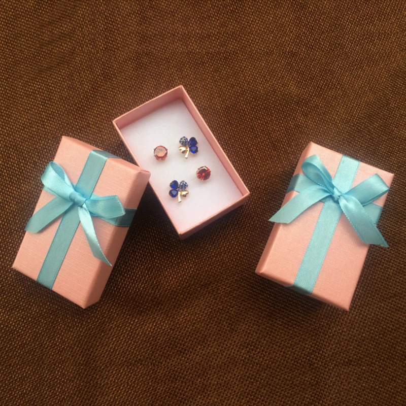 

16Pcs Gift Box 5x8 cm Jewelry Organizer Storage Case for Necklaces and Pendants Ring Earring Boxes with Bowknot and white Sponge