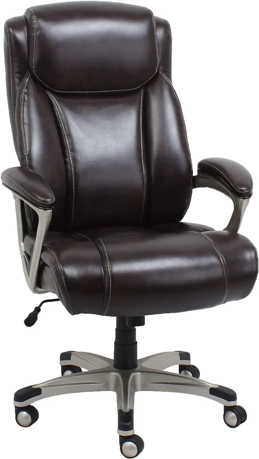 

Executive Office Chair with Adjustable Lumbar Support High Back Big & Tall 350 lbs Capacity Black Faux Leather Swivel