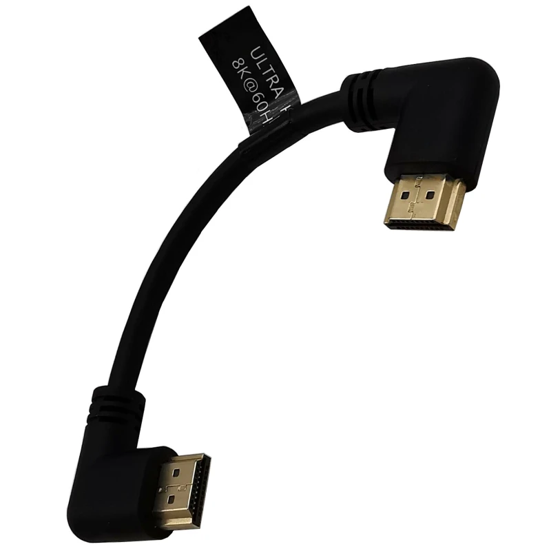 8k Short Double Right Angle Elbow Hdmi-compatible Cable Line 90 Degree Left Right Bend Ultra Hd Line Cable Wire Cord 2.1v Uhd Hd