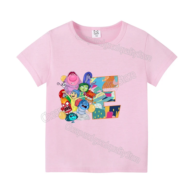 thumbnail image 1 of Camiseta con letras "Inside Out" para niños, playera con combinación de nombre, ropa informal Kawaii de dibujos animados, Tops Harajuku para niños y niñas, 2 letras A B C, 1 of 5