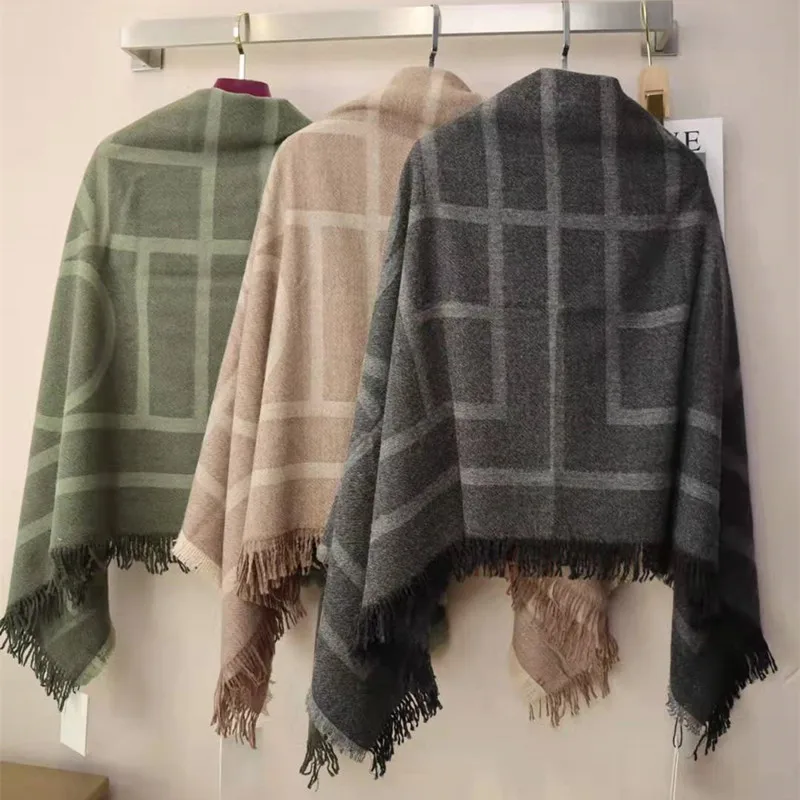 Cashmere Scarf Stripe Simple Design Women Men