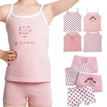 Set intimo in cotone per bambina - Mutandine rosa estive e canottiera senza maniche Slip sportivi per bambine Set gilet 3-8 anni 1