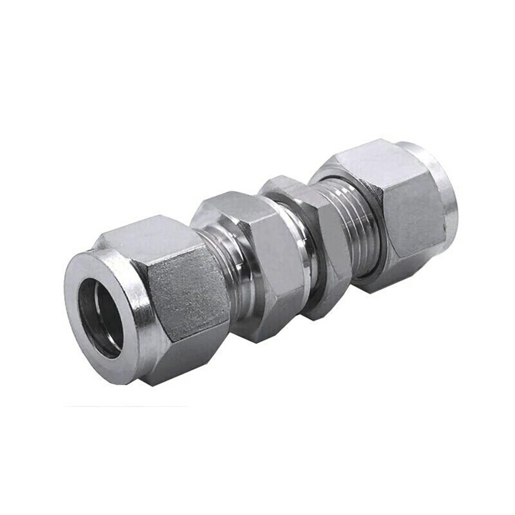 

Tube OD Double Ferrule 6mm Compression Fitting Bulkhead Connector Stainless 304 Fittings Adapters Φ 6- Φ 6 Wall Joint Pipe Joint