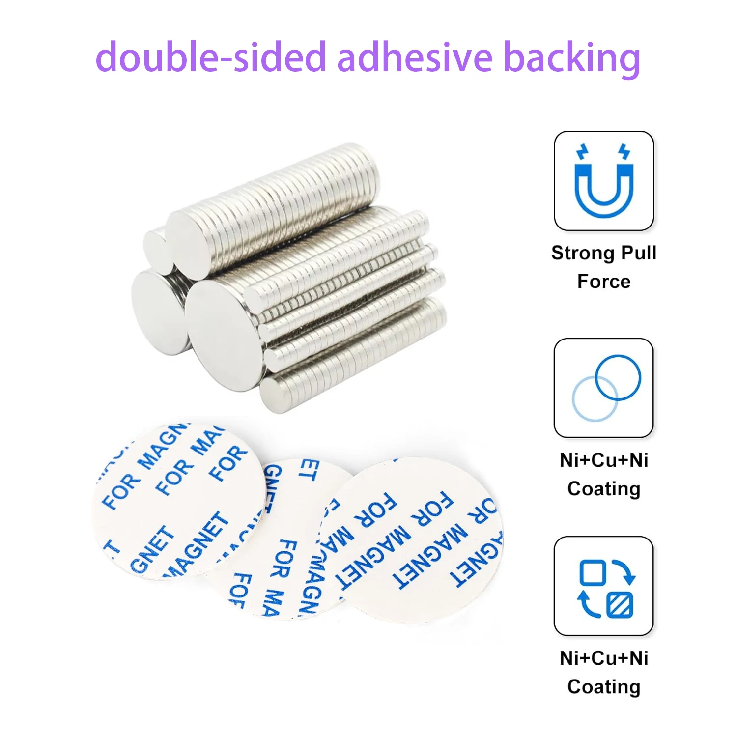 Ultra-Powerful Neodymium Round Disc Magnet with Double-Sided Tape