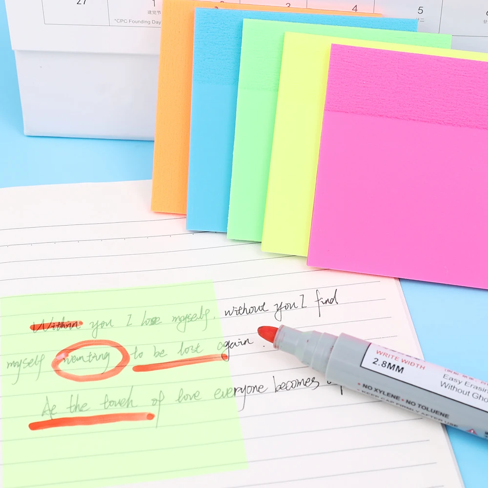 

50Sheets Transparent Sticky Note Pads Posted It Note Paper Waterproof Memo Pad Self-Adhesive To Do List School Office Stationery