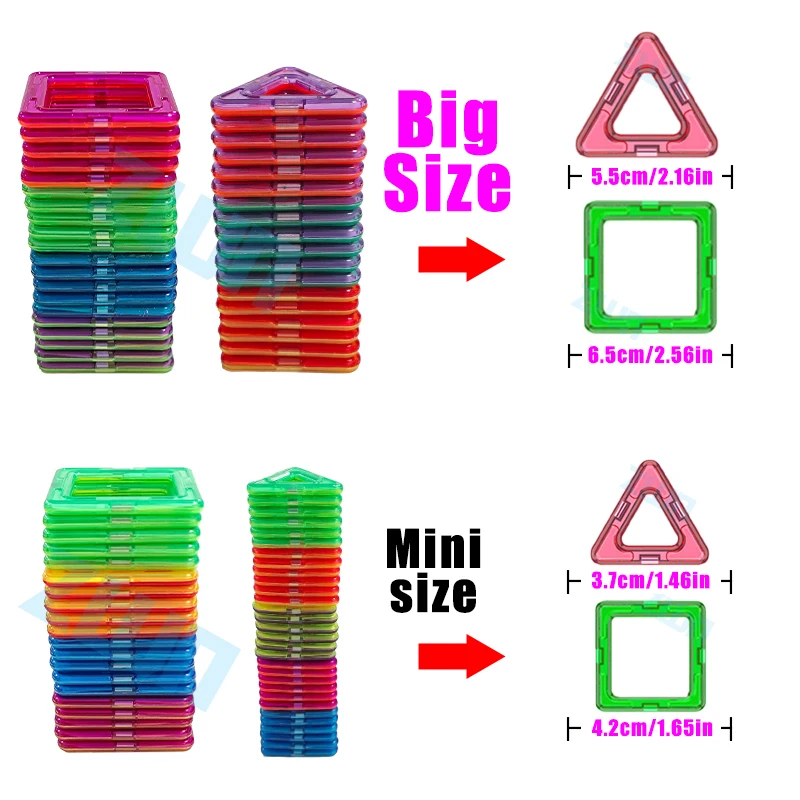 Montessori Education Magnetic Building Blocks DIY Magnets Toys Big Size and Mini Size Designer Construction Set Gifts for Kids Magnetic Building Blocks