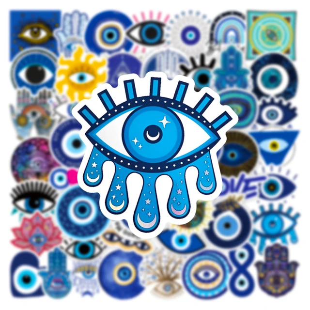 50pcs Evil Eye Stickers For Laptop Notebooks Phone Sketch Book Stationery  Vintage Craft Supplies Sticker Scrapbooking
