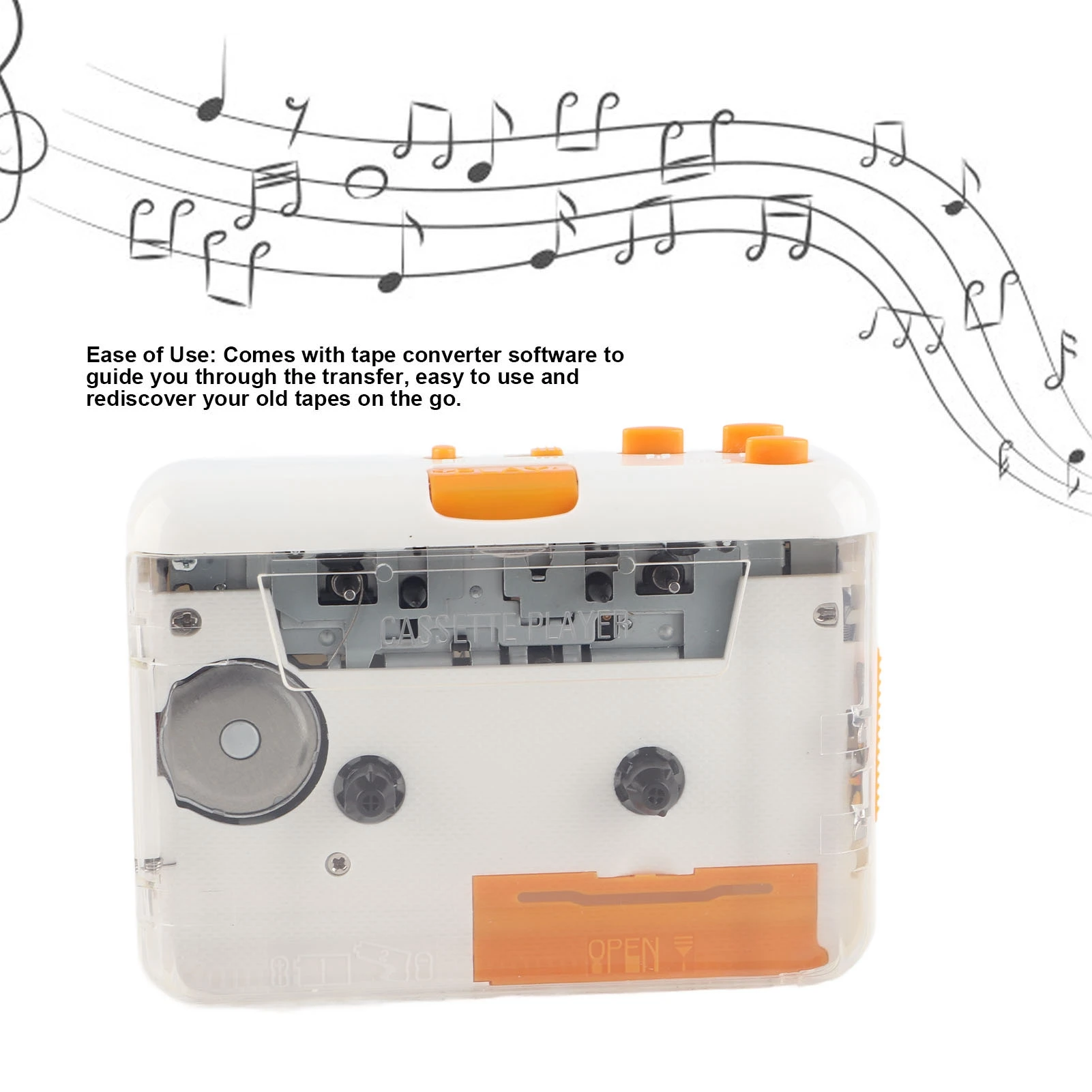 USB Cassette Converter Plug and Play Portable MP3 Music Tape Player with Earphone for PC