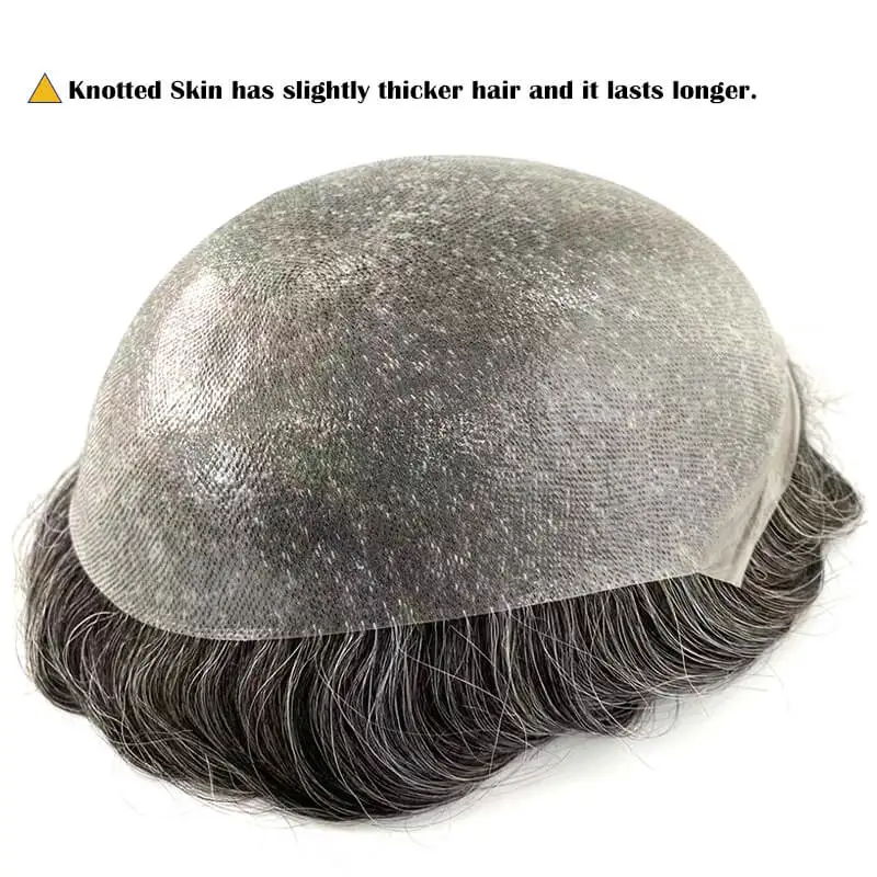 0.04-0.06mm Male Hair Prosthesis Soft Knotted Skin Toupee Men Durable Wigs 100% Human Hair System Unit Capillary Prosthesis 3