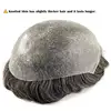 0.04-0.06mm Male Hair Prosthesis Soft Knotted Skin Toupee Men Durable Wigs 100% Human Hair System Unit Capillary Prosthesis 3