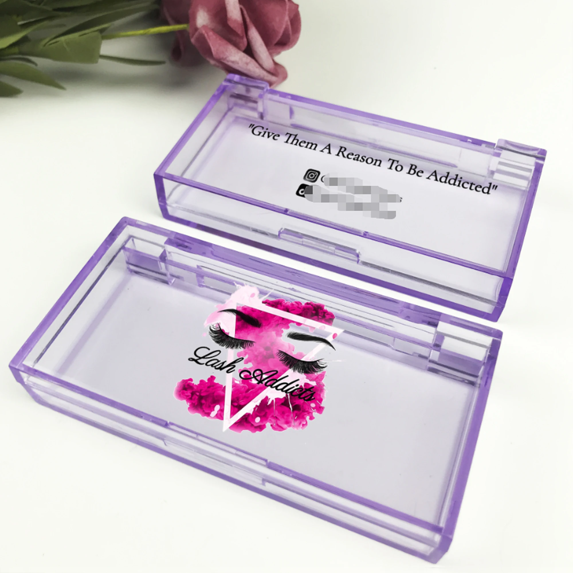 Wholesale Eyelashes Purple Empty Lashes Boxes Packing CustomFull Strip Natural Eye-lash Packaging Box Case Logo With Tray Makeup 2