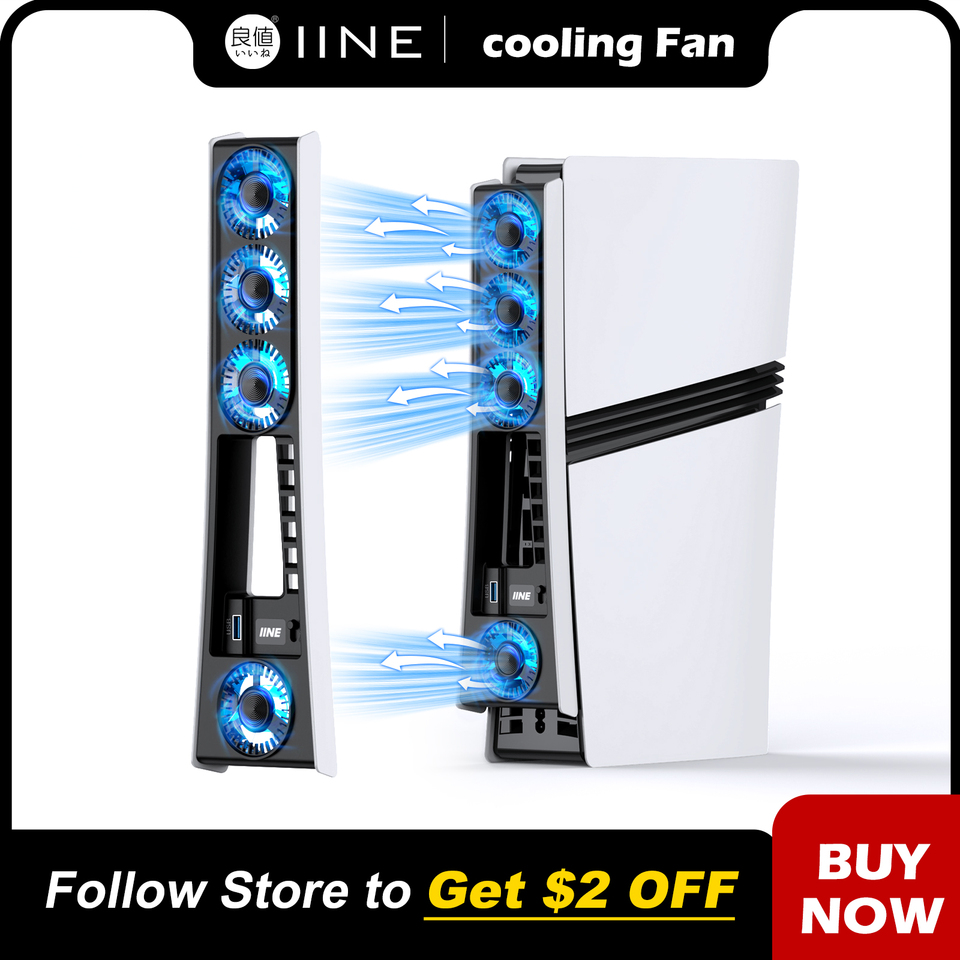 IINE Cooling Fan for PS5 Pro Disc & Digital / 2-Speed Fan & Auto Control & Smart Cooling