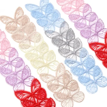 20Pcs Embroidery Fabric Butterfly Flowers 6