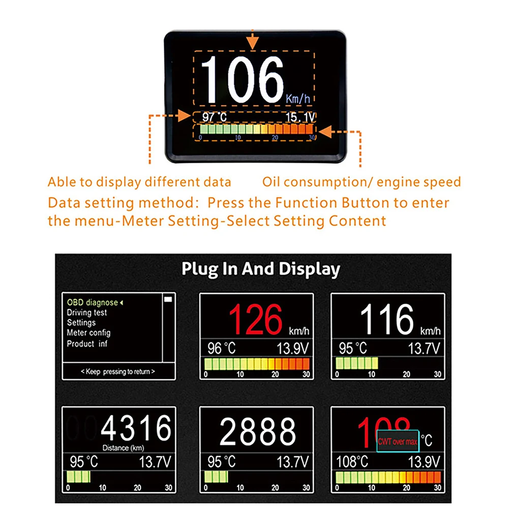   ÷ HUD ÷ º ǻ, ڵ  ǻ  ÷, ӵ  Һ , 12V, 1 