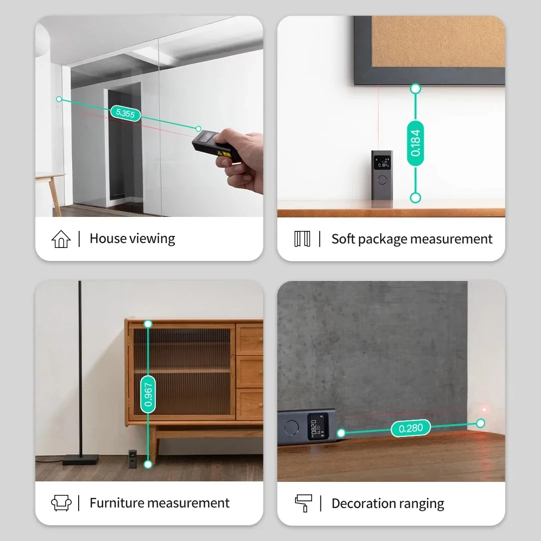 Tape Measure Laser Rangefinder Distance Meter Laser Tape Measure Digital Tape Measure Mijia Smart Laser Rangefinder 3mm High Precision 40m Laser Ranging Type-C Charging With Mijia APP Real Scene Measurement