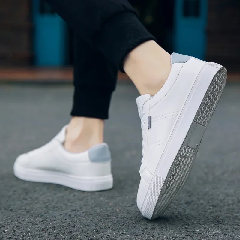 Summer White Shoes Lace Up Men Sneakers Brearhable Casual Vulcanized Shoes Men's Classic PU Leather Male Sneaker Shoes 2021