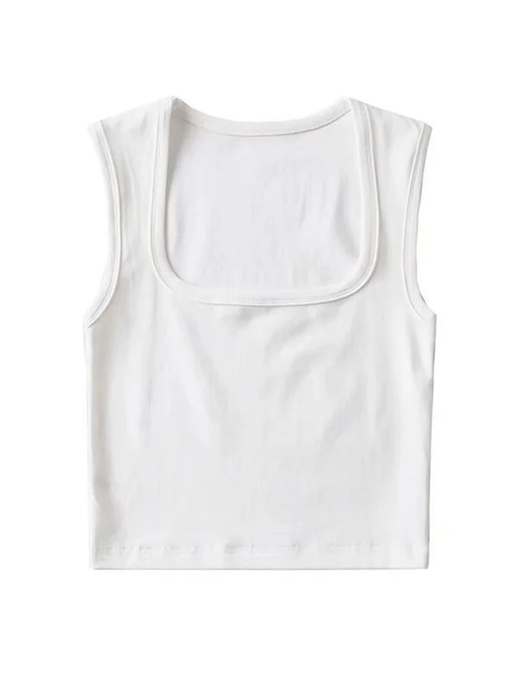 Deep Square Collar Vests 2025 Summer New Fashion Sexy Women's Crop Tops Sling Vest Camis