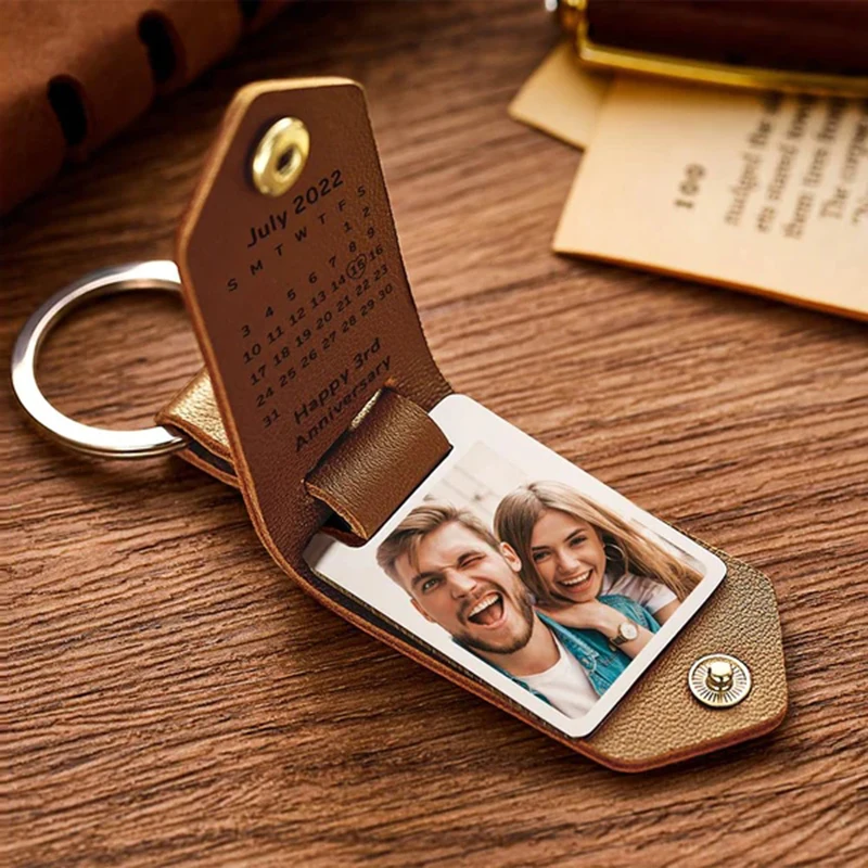 Brown Customized Leather Keychain Photo Calendar 3 | Brown Customized Leather Keychain Photo Calendar 3