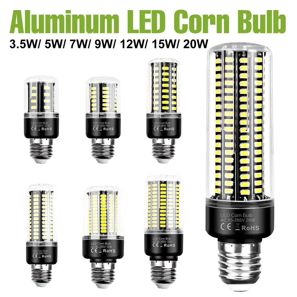 E27 LED Light Bulb E14 Corn Lamp B22 Ceiling Chandeliers 3.5W 5W 7W 9W 12W 15W 20W Cool/Warm White No Flicker AC85-265V 5736 SMD