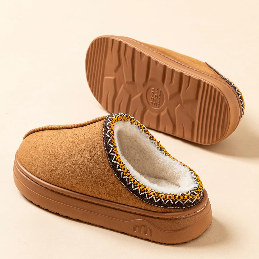 Men's Winter Slippers Fashion Indoor Leisure Warm Soft Sole Outdoor Anti-slip Comfort Women Home Fuzzy Fur Shoes Couple — view 6